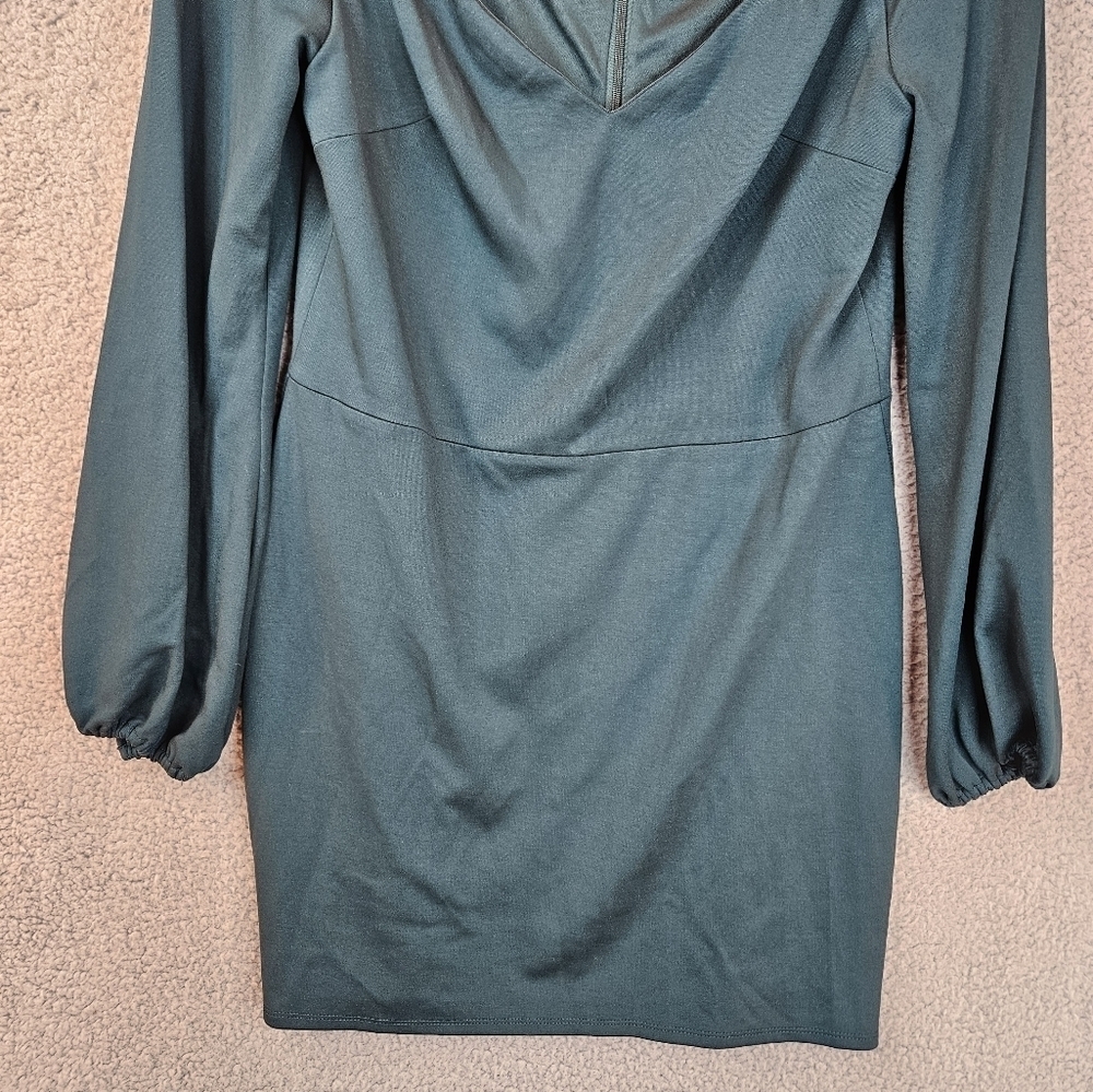 Dress The Population Womens Esperanza Emerald Green Mini Dress Sz XL Long Sleeve - Picture 4 of 14